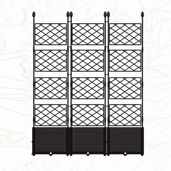 48.8 in. x 16.2 in. x 63 in. Plastic Raised Garden Bed with Trellis and Privacy Screen for Climbing Plants