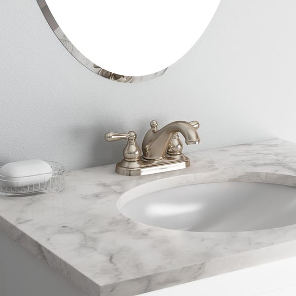Allura 4 in. Centerset 2-Handle Mid-Arc Bathroom Faucet in Satin Nickel