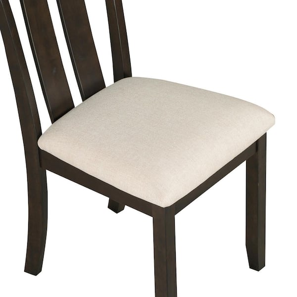 GOJANE Espresso Soft Fabric Dining Chairs with Seat Cushions and