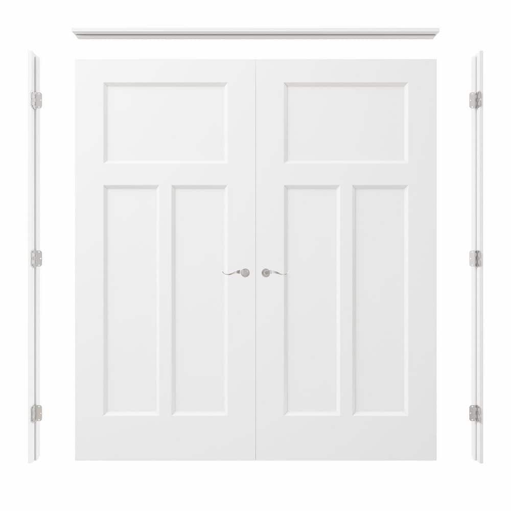 72 in. x 80 in. 3-Panel T Shape Universal-Handed Painted Solid Core Wood Double Prehung French Door+ Quick Assemble Jamb price history on PriceWatchPro