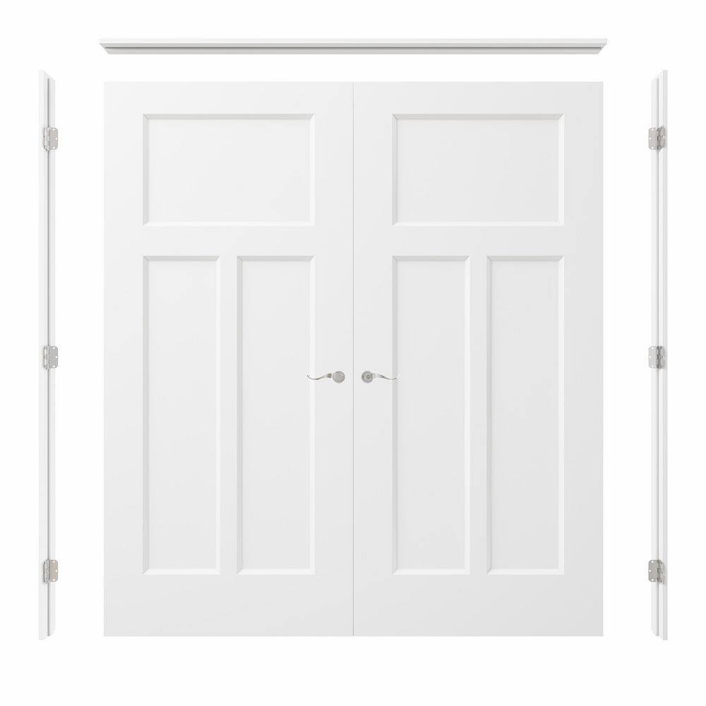 72 in. x 80 in. 3-Panel T Shape Universal-Handed Painted Solid Core Wood Double Prehung French Door+ Quick Assemble Jamb price history on PriceWatchPro