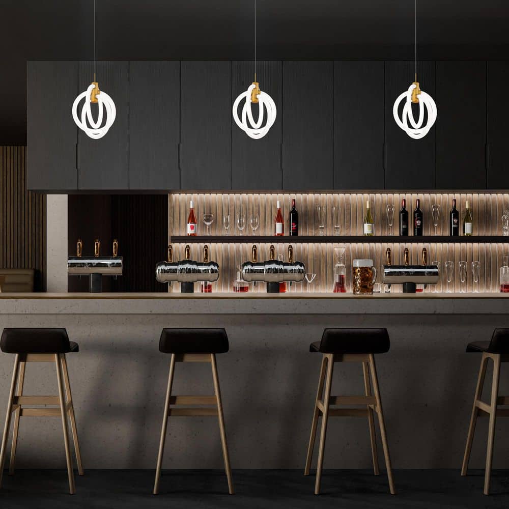 Knot 13 in. 3-Light Black ntegrated LED Pendant Light-4CCT 2700K-3000K-3500K-4000K price history on PriceWatchPro