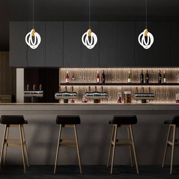 Knot 13 in. 3-Light Black ntegrated LED Pendant Light-4CCT 2700K-3000K-3500K-4000K