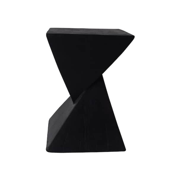 Black Hourglass-Shaped Magnesium Oxide Outdoor Side Table, Modern Sculptural Accent Table for Patio, Balcony or Garden