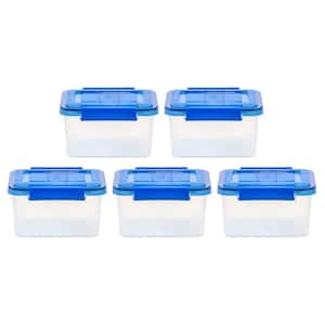 1.5 Gal. WeatherPro Clear Plastic Storage Box with Blue Lid (5-Pack)
