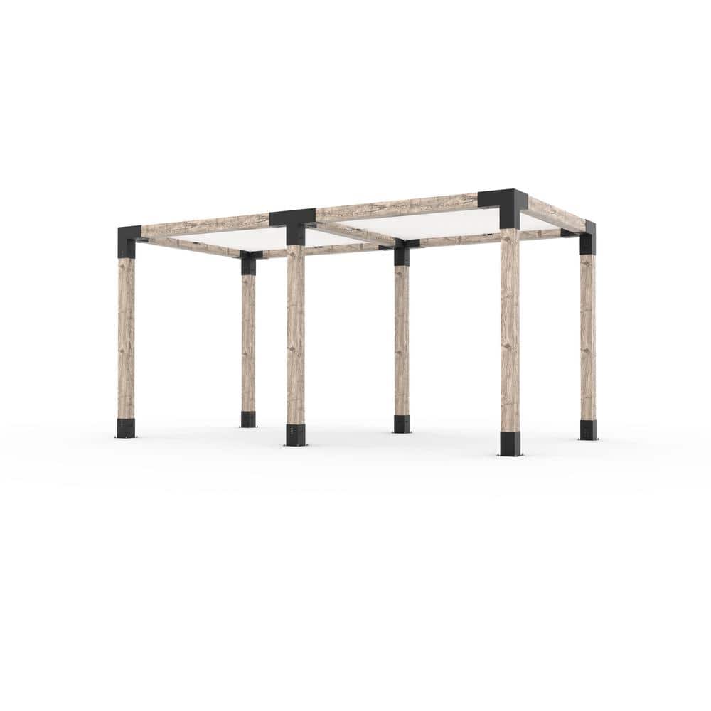 TOJA GRID 8 ft. L x 16 ft. W Double Pergola Kit with 2 White Shade