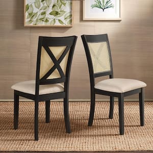 Black Cane X-Back Accent Dining Chair (Set of 2)