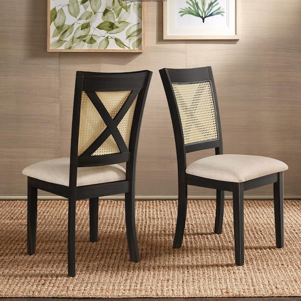 HomeSullivan Black Cane X-Back Accent Dining Chair (Set of 2)
