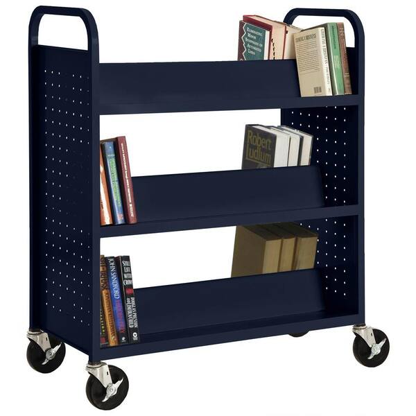 Sandusky 46 in. Navy Metal 3-shelf Cart Bookcase with Locking