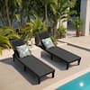 Tozey Black Resin Outdoor Chaise Lounge Set of 2 Waterproof Plastic Quick Assembly Chairs with Adjustable Back T-PCL23-0186-0