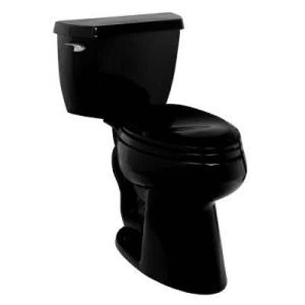 KOHLER Wellworth Classic 2-Piece 1.6 GPF Elongated Toilet in Black-DISCONTINUED