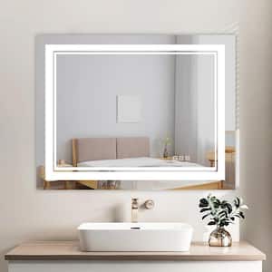 20 in. W x 28 in. H Rectangular Frameless Wall Mounted Bathroom Vanity Mirror LED Lighted Bathroom Mirror