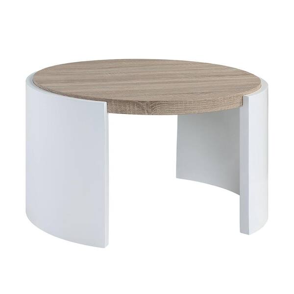 Acme Furniture Zoma 33 in. Oak and White High Gloss Finish