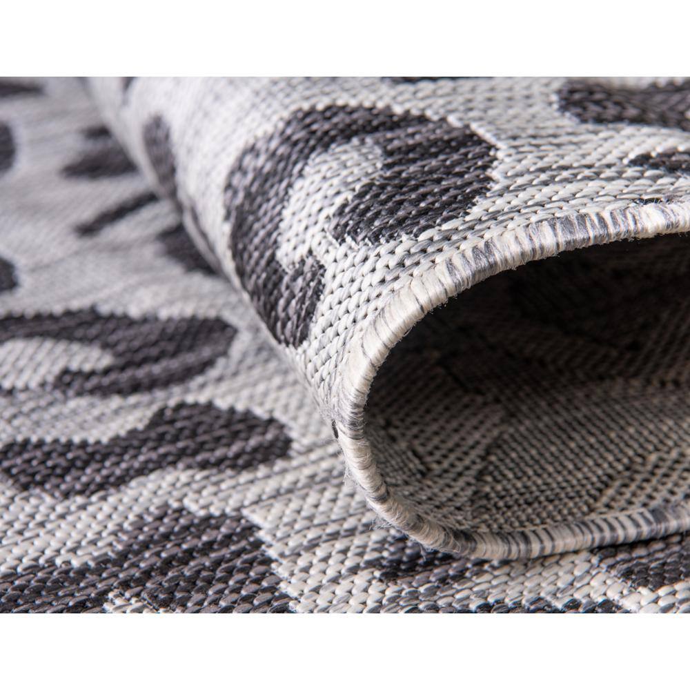 Light Gray and Black Leopard Print Outdoor Synthetic Rug