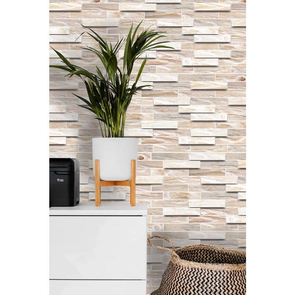 Falkirk 3D Off White Faux Oak PVC Wall Panel