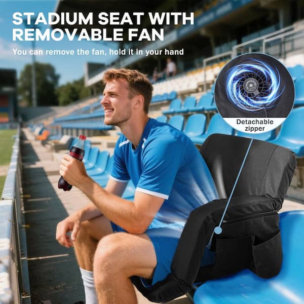 Cooling Fan Stadium Seat for Bleacher with Back Support Stadium Seat with Fans 25 in. W Extra Wide Cooling Seat Cushion