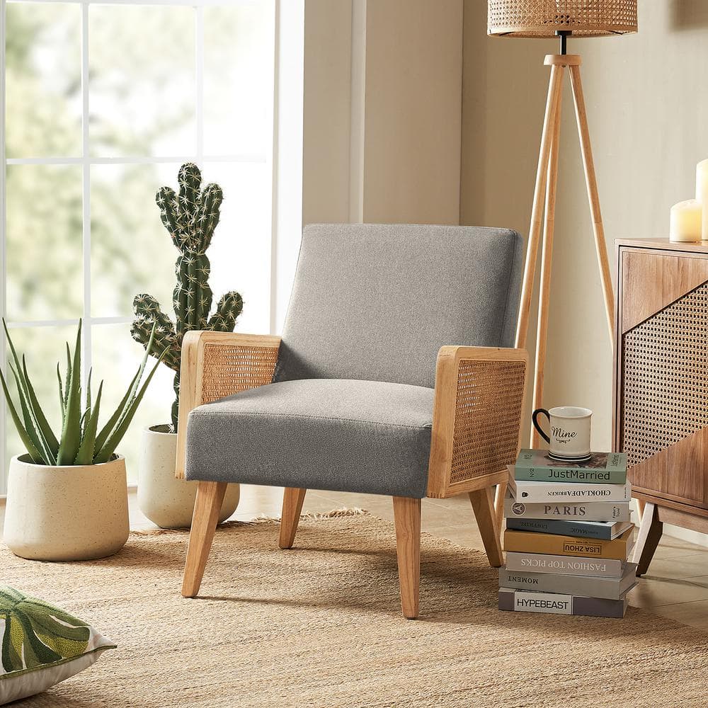 Pewter Velvet Handcrafted Accent Chair with Manufactured Wood Frame