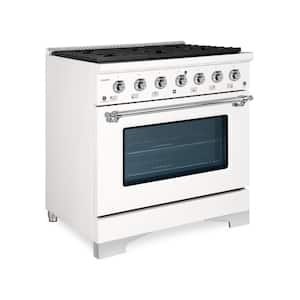 CLASSICO 36 in. 6 Burner Freestanding Single Oven Dual Fuel Range with Gas Stove and Electric Oven in White