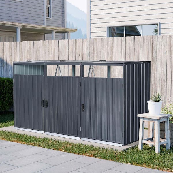8 ft. W x 2.5 ft. D Charcoal Grey Metal Storage Shed for Backyard