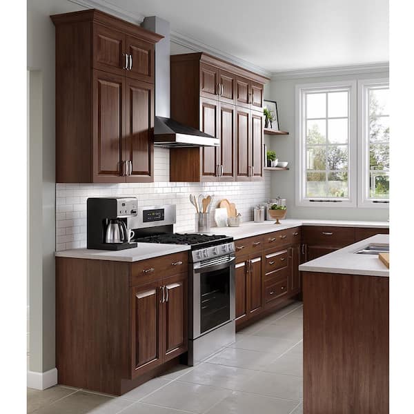 Hampton Bay Hampton Assembled 18x30x12 in. Wall Flex Kitchen Cabinet with Shelves and Dividers in Cognac Red