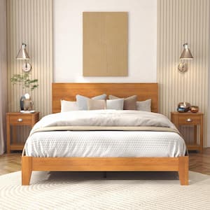 Layton 3-Piece Amber Walnut Red Queen Wood Bedroom Set with Nightstand