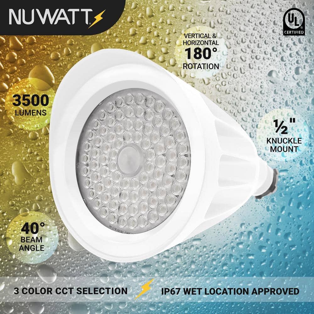 White Adjustable LED Bullet Flood Light with Knuckle Mount