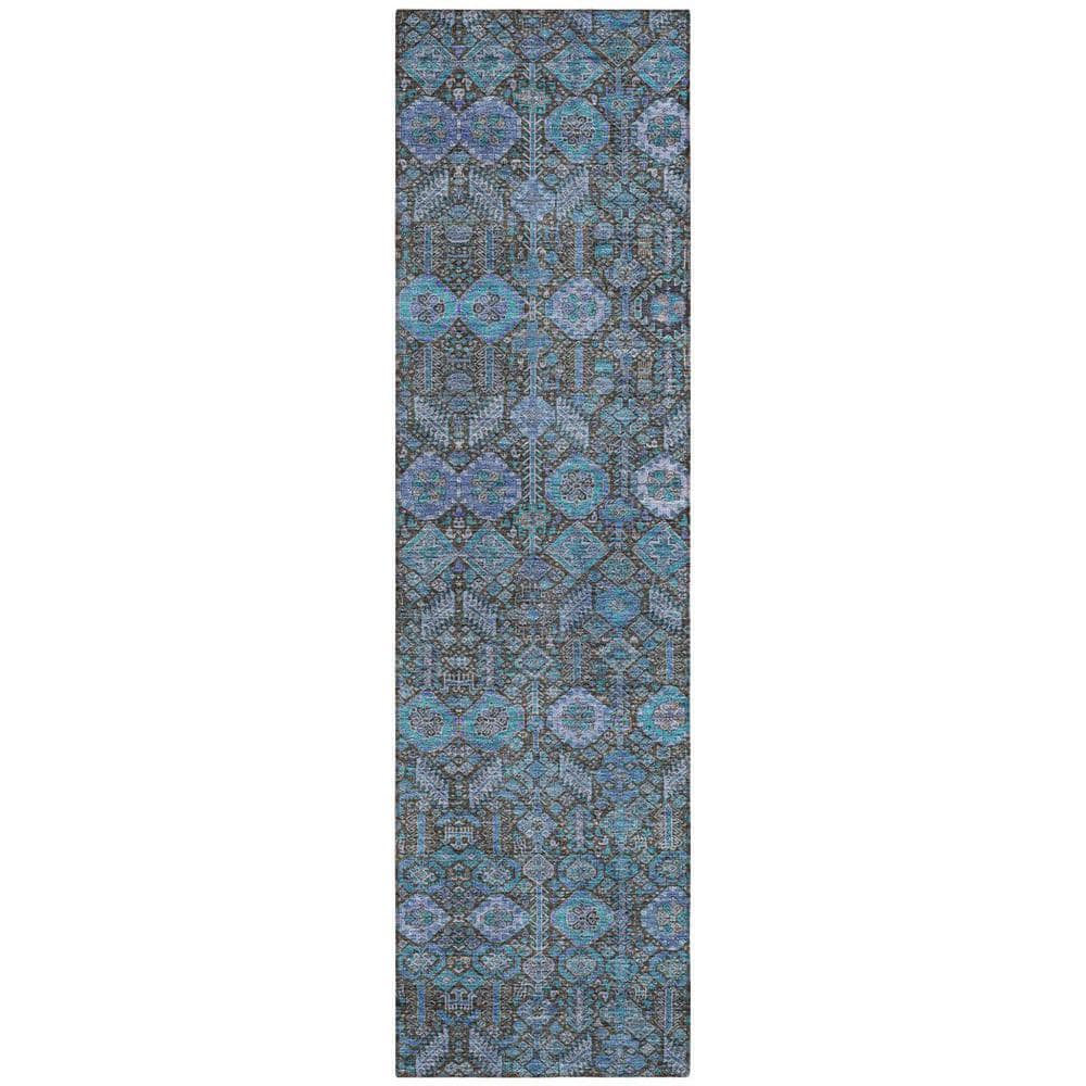 Blue and Coffee 2 ft. x 8 ft. Woven Floral Runner Indoor/Outdoor Area Rug price history on PriceWatchPro