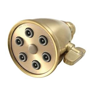 Victorian 1-Spray Patterns 2.94 in. Wall Mount Fixed Shower Head in Brushed Brass