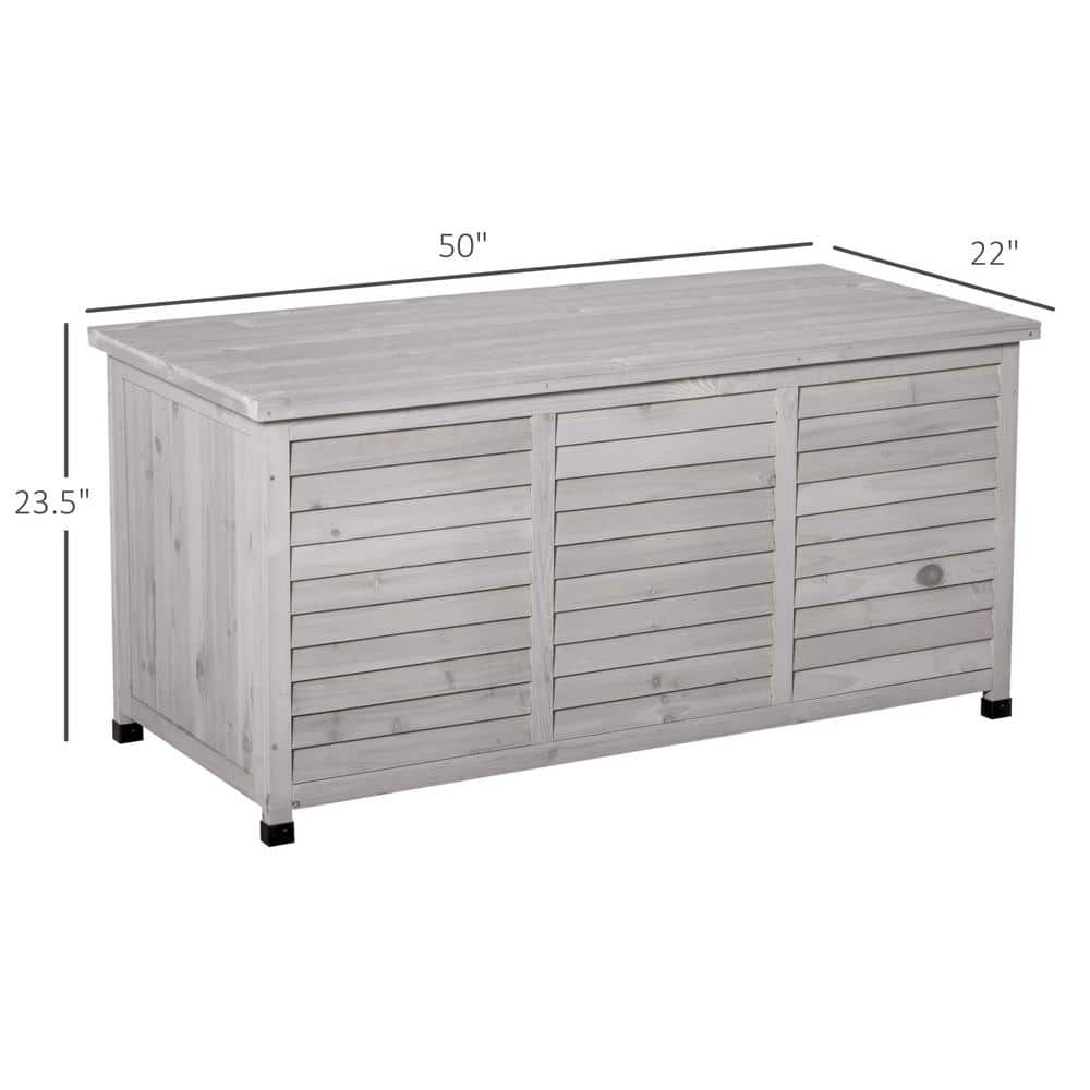 Gray Wooden Outdoor Storage Deck Box with Aerating Gap