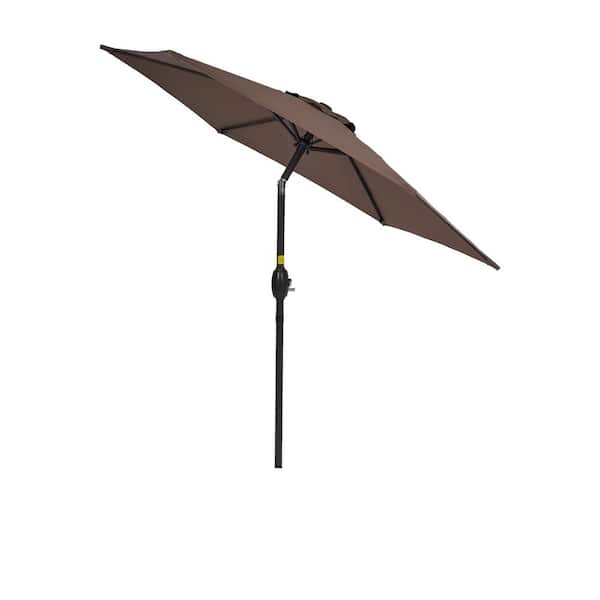 Inner Decor Seymo 7.5 ft. Steel Market Tilt Patio Umbrella in Brown Without Base