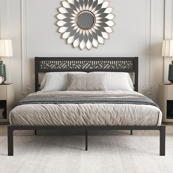 GALANO Candence Arch Black Metal Frame Queen Platform Bed