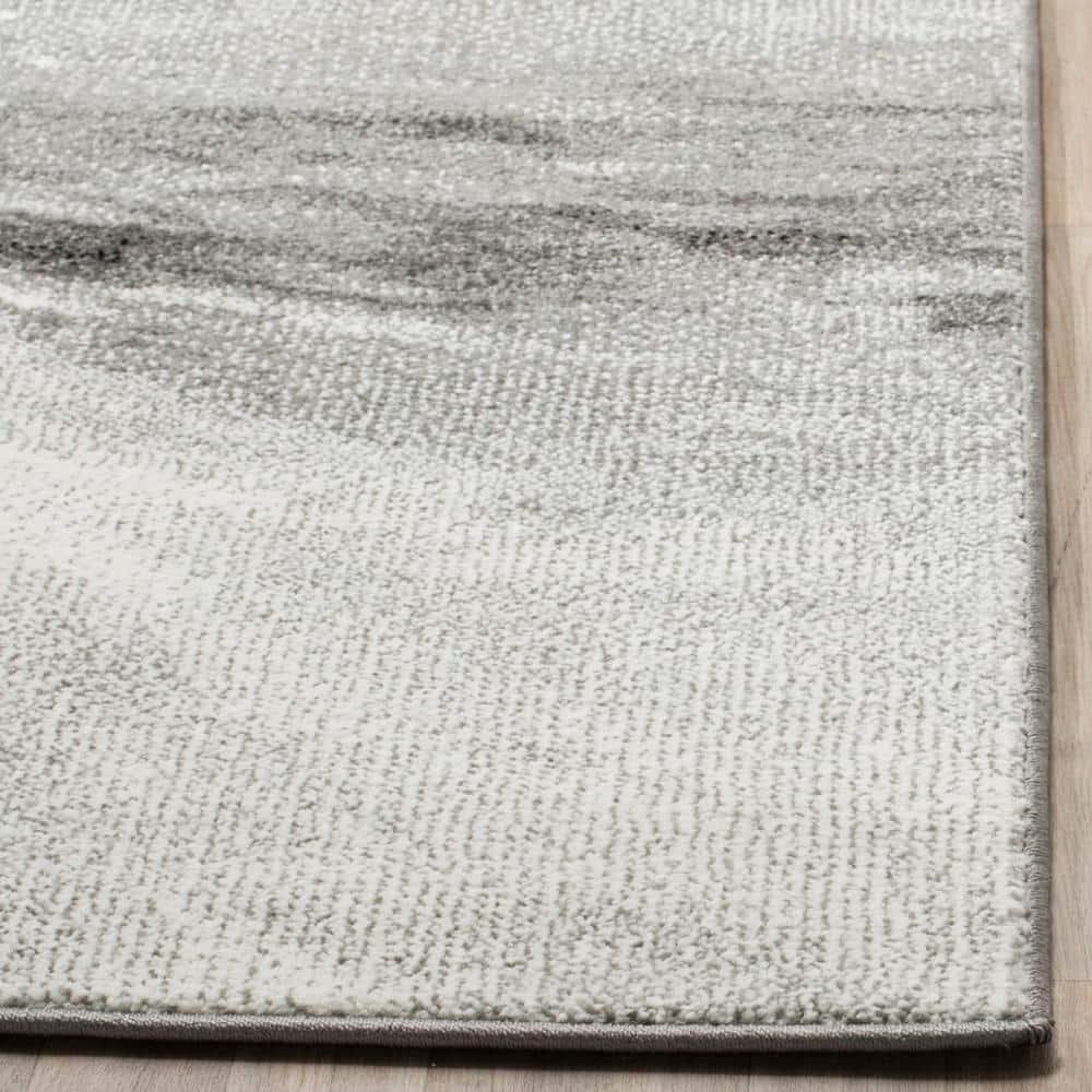 3' Square Grey and Multicolor Abstract Synthetic Area Rug