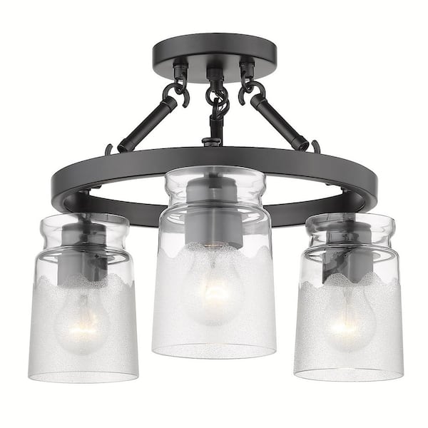 Golden Lighting Travers 3-Light Black Semi-Flush Mount
