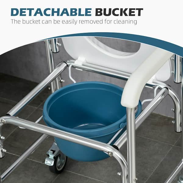 4-in-1 Bedside Commode Wheelchair with Detachable Bucket | Costway
