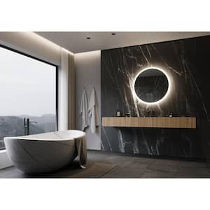 Backlit 32 in. W x 32 in. H Round Frameless Wall Mounted Bathroom Vanity Mirror 6000K LED