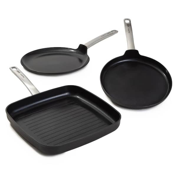 Graphite 3-Piece Recycled Aluminum Nonstick Ceramic Specialty Cookware Set in Black