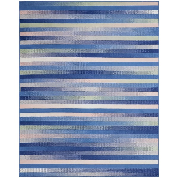 Nourison Whimsicle Blue Multicolor 8 ft. x 10 ft. Geometric Contemporary Area Rug