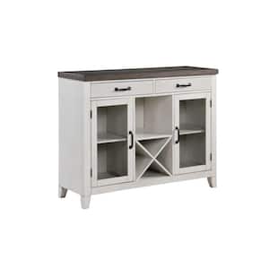 Brown and White Wood Top 18 in. Sideboard with 2-Drawers and 2-Doors