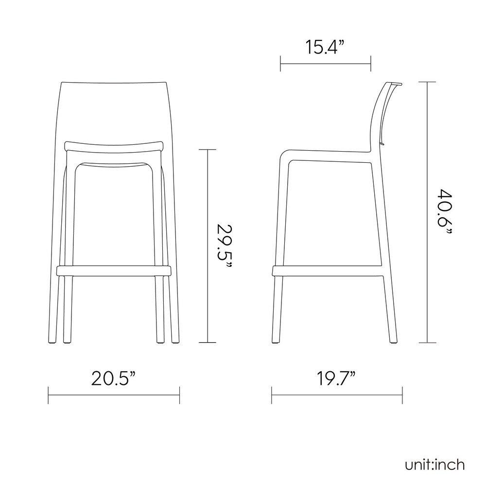 Gold Resin Stackable All-Weather Bar Stools, Set of 2