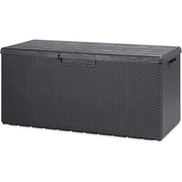 Unbranded 90 Gal. Gray Resin Outdoor Deck Box with Lockable Lid
