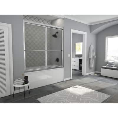 Newport 52 in. to 53.625 in. x 56 in. Framed Sliding Tub Door with Towel Bar in Chrome with Aquatex Glass