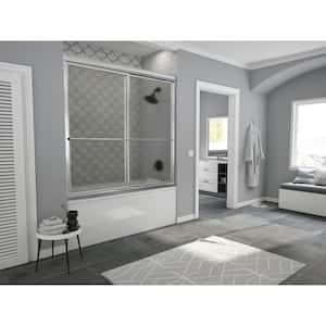 Newport 54 in. to 55.625 in. x 55 in. Framed Sliding Tub Door with Towel Bar in Chrome with Aquatex Glass