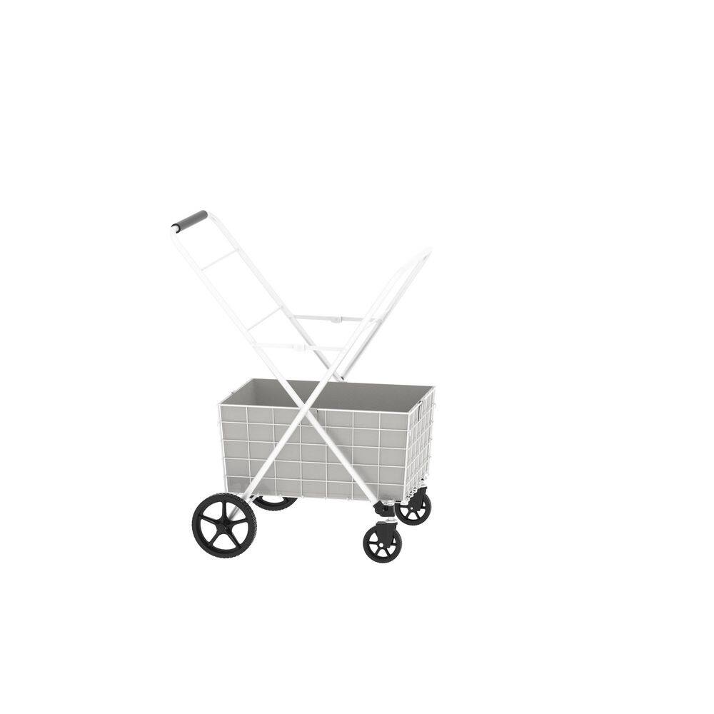 24.8 in. Tool Cart, Extra Large Foldable 2-Layers White Shopping Tool Cart with Dual Basket, 360° Rolling Swivel Wheels price history on PriceWatchPro