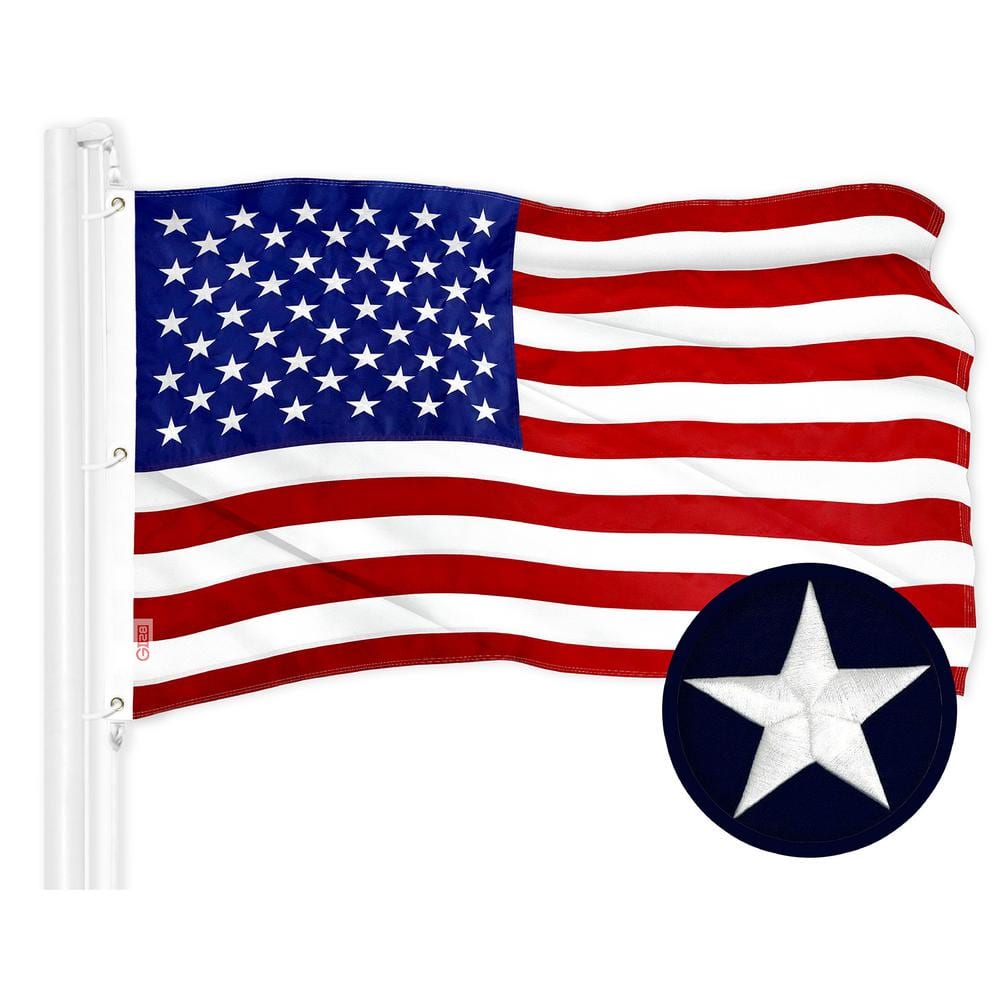 G128 6 ft. x 10 ft. Polyester USA Embroidered Flag 300D BG (1-Pack)