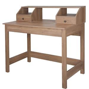 Pinning 41.34 in. Oak Brown Wood Writing Desk with Hutch