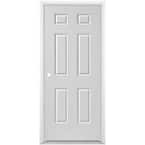 32 in. x 80 in. Utility 6-Panel Right-Hand Inswing Primed Steel Prehung Front Exterior Door with Brickmold