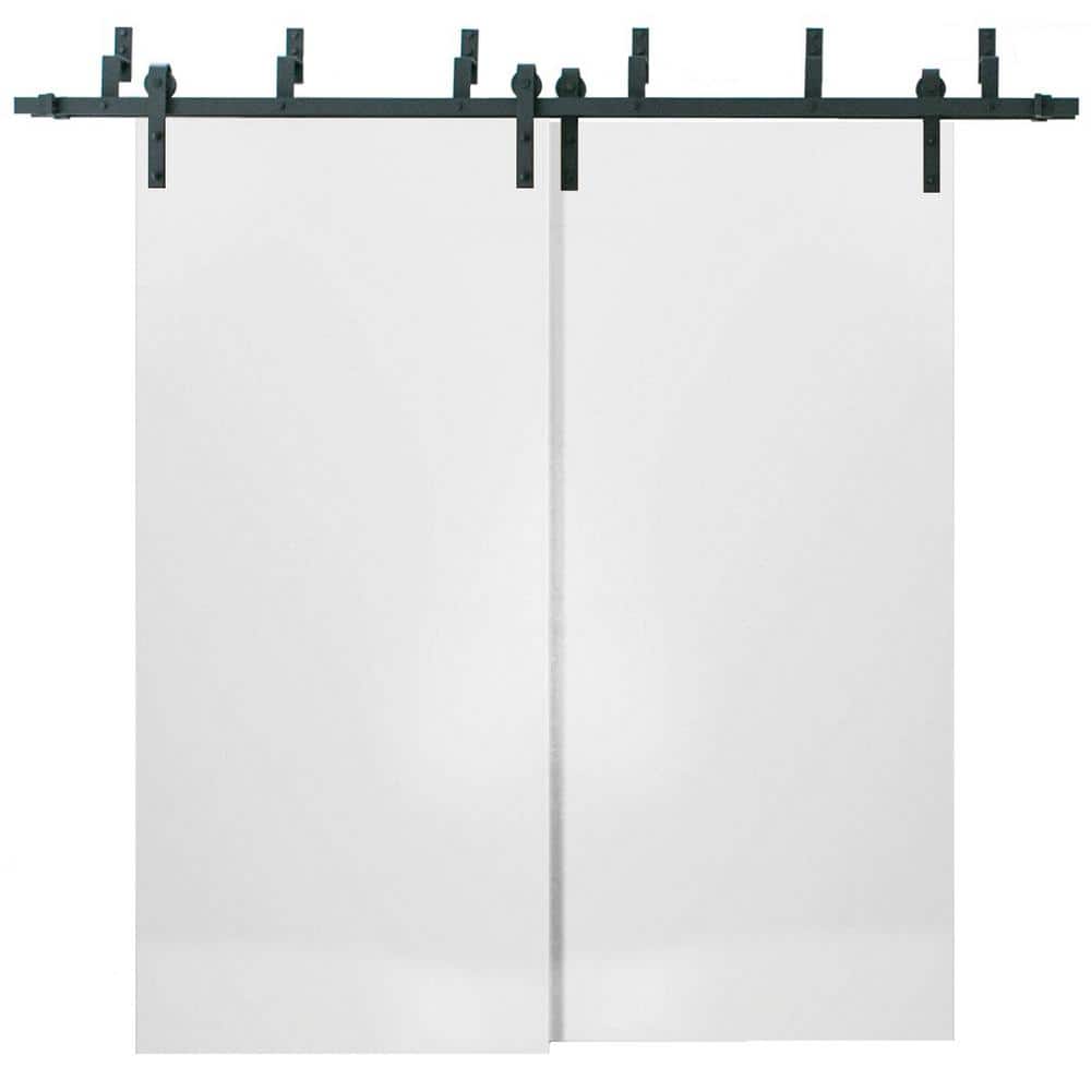 48 in. x 96 in. 2 Panel White Solid Wood with Honeycomb Sliding Barn Door with Hardware Kit price history on PriceWatchPro