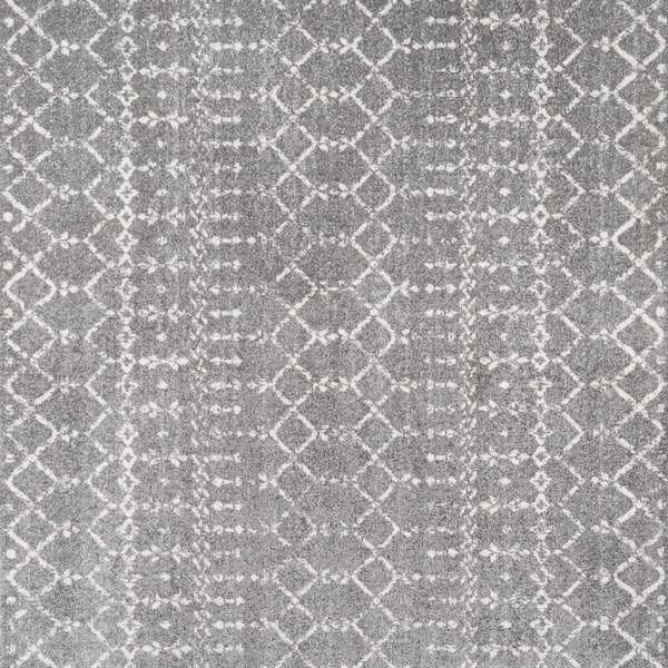Moroccan HYPE Gray/Ivory 3 ft. Square Boho Vintage Diamond Area Rug