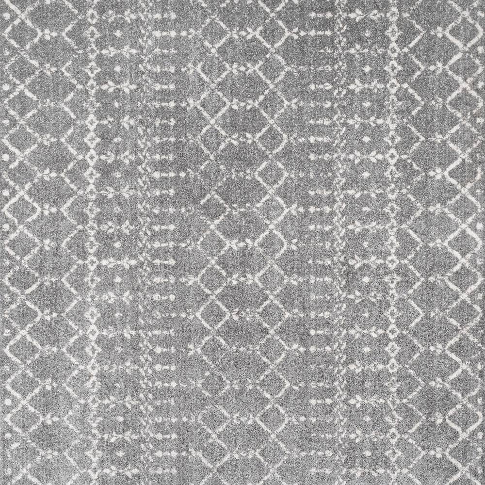 Ivory and Gray Moroccan Trellis 5' Square Synthetic Area Rug