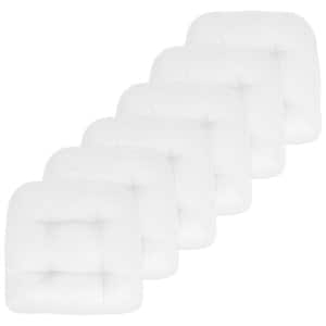 19 in. x 19 in. x 5 in. Solid Tufted Indoor/Outdoor Chair Cushion U-Shaped in White (6-Pack)